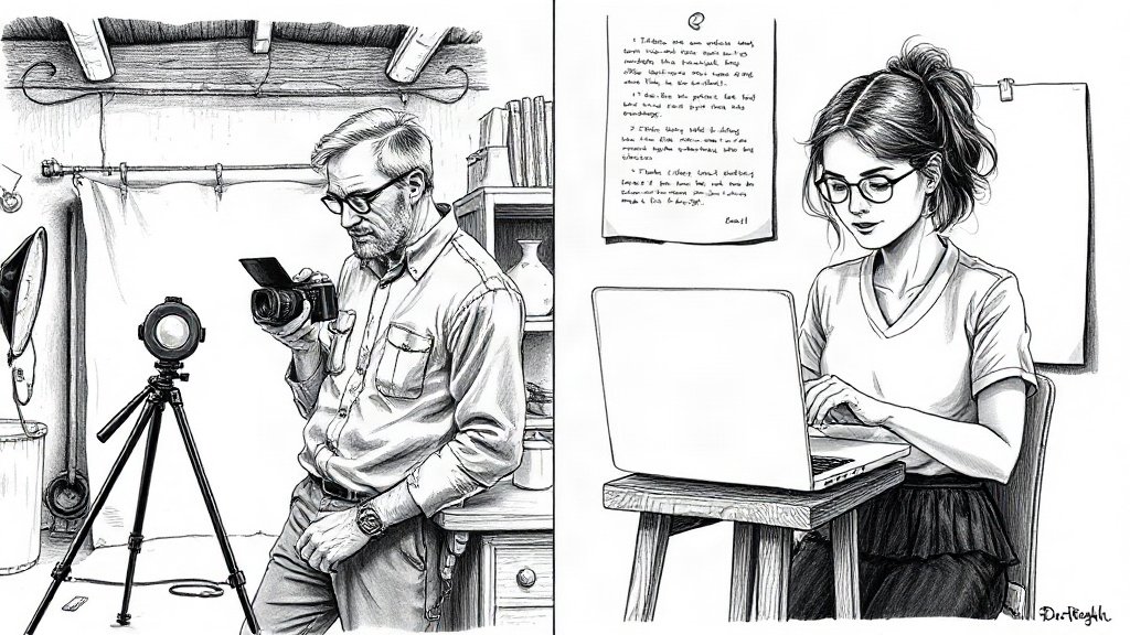 物販とKindle出版、あなたの作業はどこでAIに任せられるかのイラスト