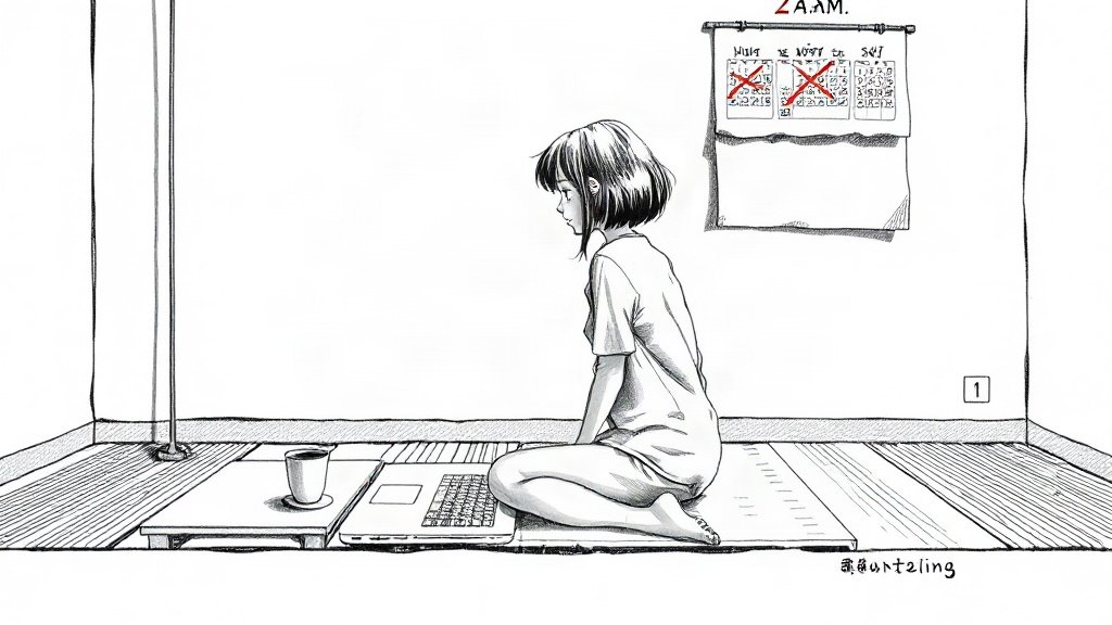 0円から初収益まで、あなたの作業はどこで止まりやすいのかのイラスト